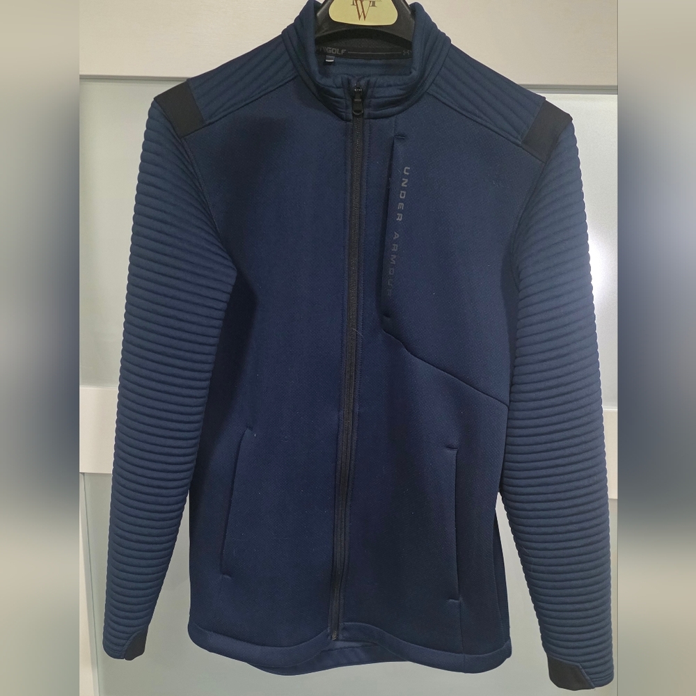 Under Armour Navy Ribbed-Sleeve Full Zip Jacket